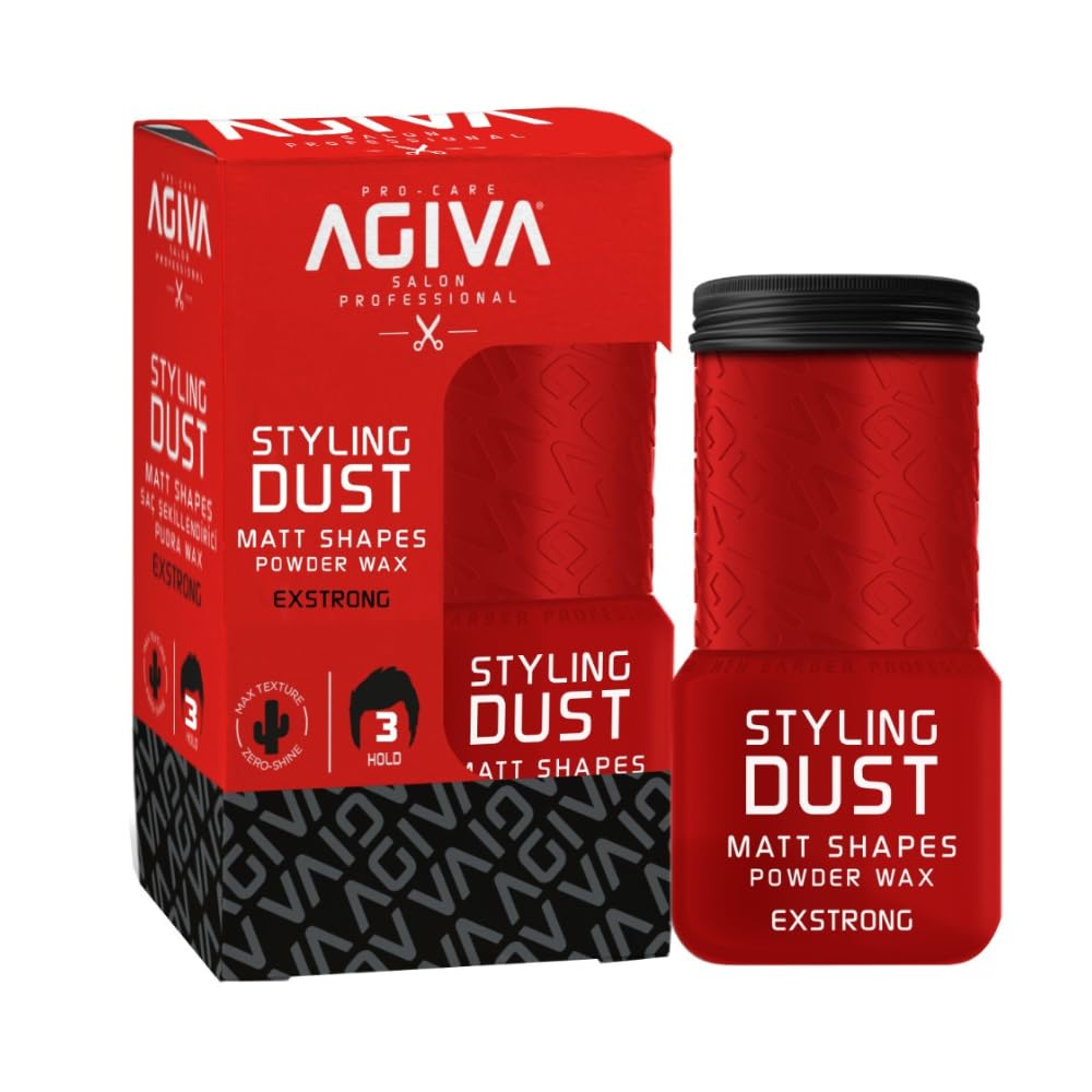 Agiva Hair Styling Powder Wax Combo Pack - Red, Blue Black Extra 0.71oz Volumizing Hair Powder for Men, Strong Hold & Matte Finish, Texture & Lift for Fine or Thin Hair