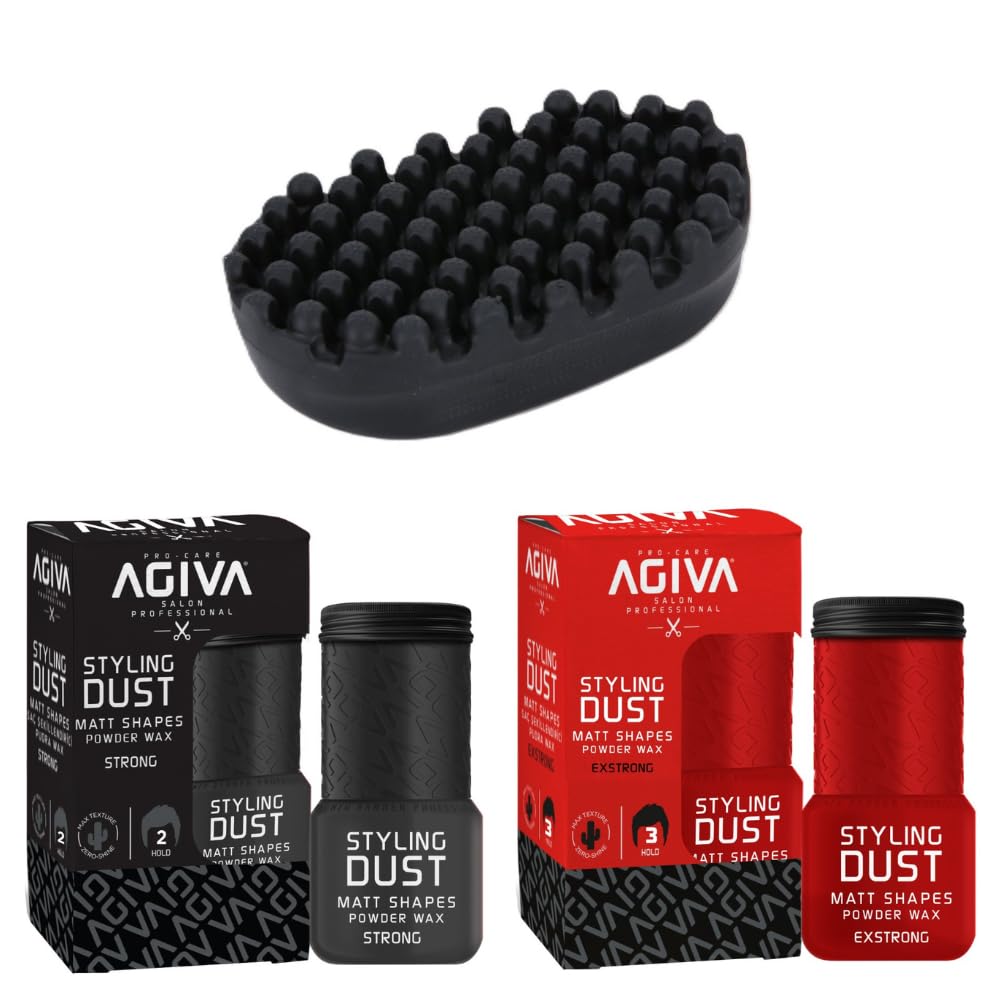 Twist Brush & Hair Styling Powder Wax Black #2, #3 Strong Hold 0.71oz Volumizing Hair Powder for Men, Strong Hold & Matte Finish.